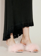 Balenciaga Boudoir Feather-Trimmed Leather Heel Sandals