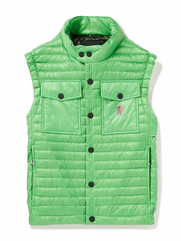 Photo: Moncler Grenoble - Ollon Logo-Appliquéd Quilted Glossed-Shell Down Gilet - Green