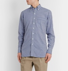 Drake's - Button-Down Collar Gingham Cotton and Linen-Blend Shirt - Blue
