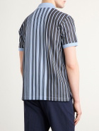 Paul Smith - Striped Knitted Cotton Polo Shirt - Blue