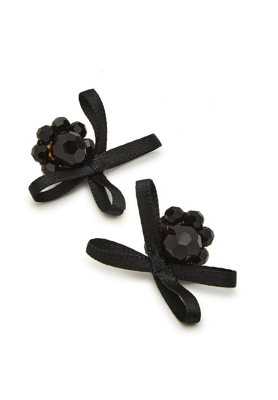 Simone Rocha Petite Bow Crystal-embellished Stud Earrings - Black - One Size