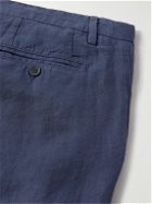 120% - Straight-Leg Linen Trousers - Blue
