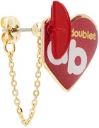 Doublet Gold & Red Heart Shape Single Earring