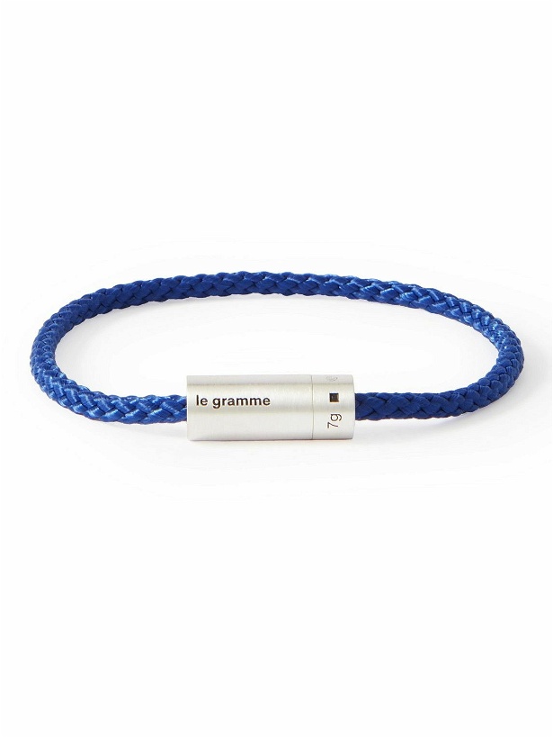 Photo: Le Gramme - 7g Braided Cord and Sterling Silver Bracelet - Blue