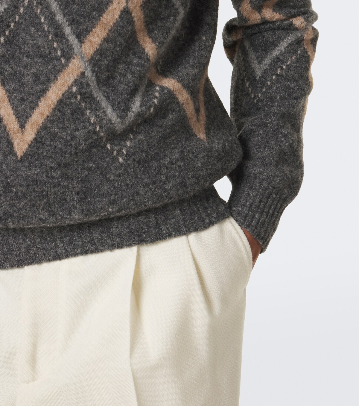 Brunello Cucinelli Argyle alpaca, cashmere, and wool-blend sweater