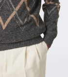 Brunello Cucinelli Argyle alpaca, cashmere, and wool-blend sweater