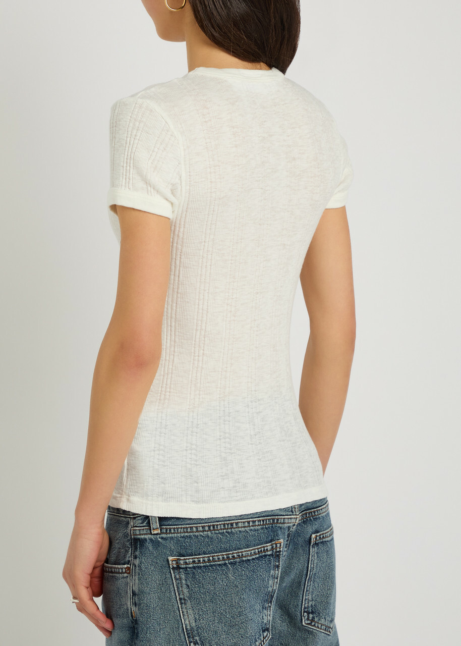 Mother The Itty Bitty Ringer Ribbed Cotton T-shirt White