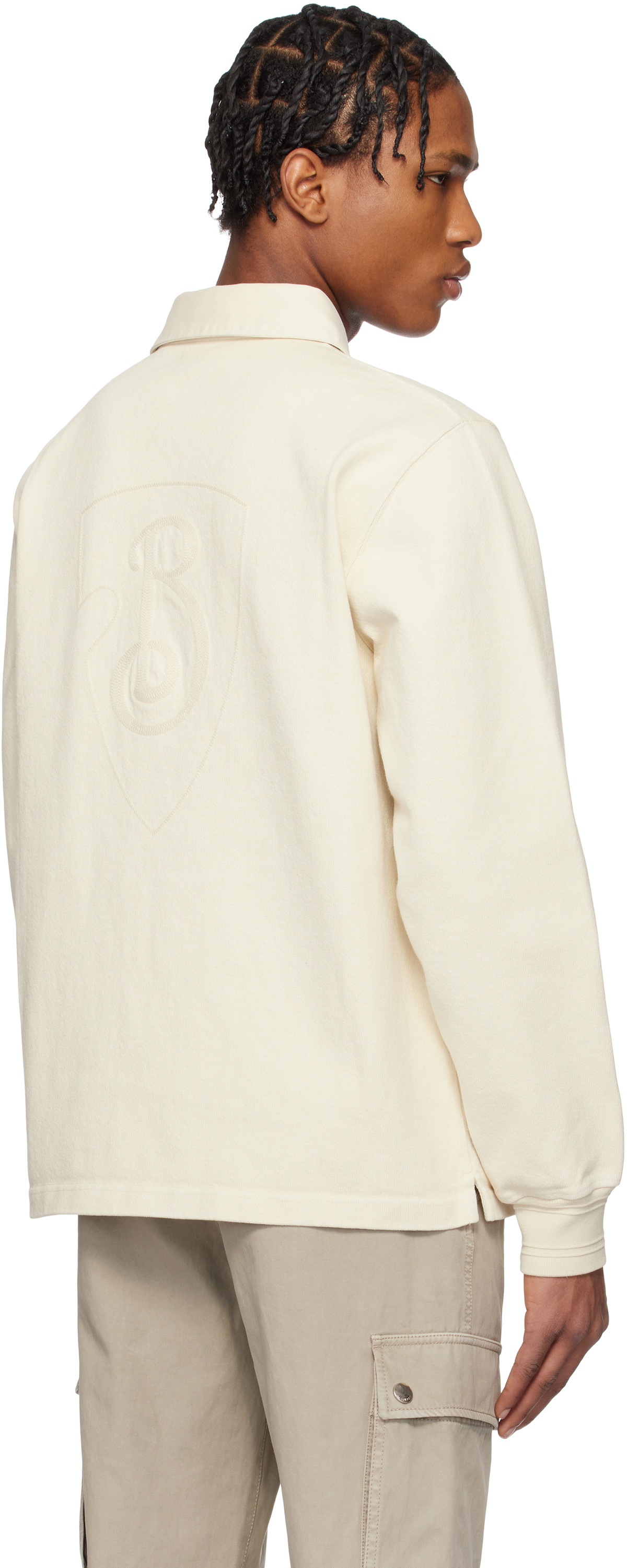 Burberry Beige Long-Sleeve Cotton Polo
