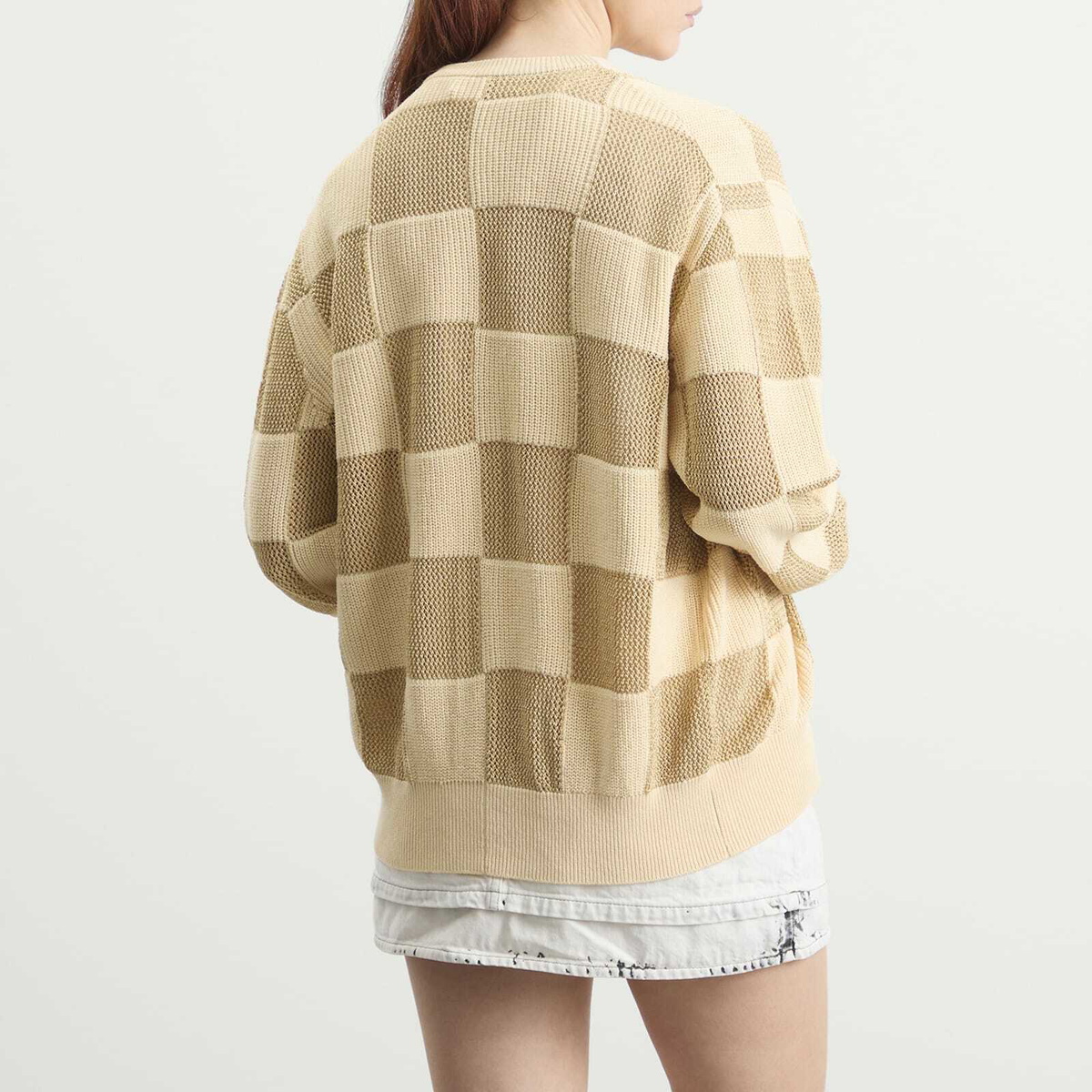 TOGA ARCHIVES Women's TOGA Checkered Knit Cardigan in Beige