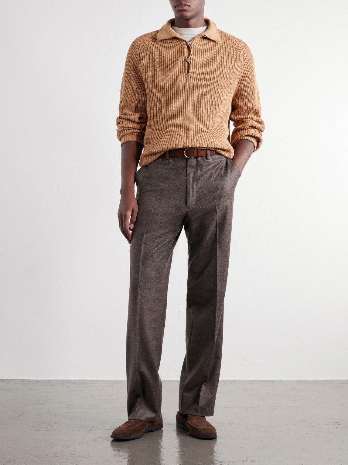 Stòffa - Straight-Leg Wool and Cashmere-Blend Flannel Trousers - Brown