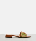 Valentino Garavani VLogo leather-trimmed raffia slides