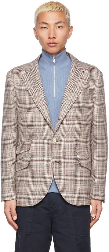 Photo: Brunello Cucinelli Brown Tweed Houndstooth Blazer