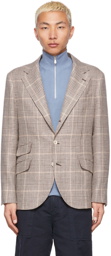 Brunello Cucinelli Brown Tweed Houndstooth Blazer