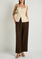 Reformation Viola Crochet-trimmed Linen top Cream