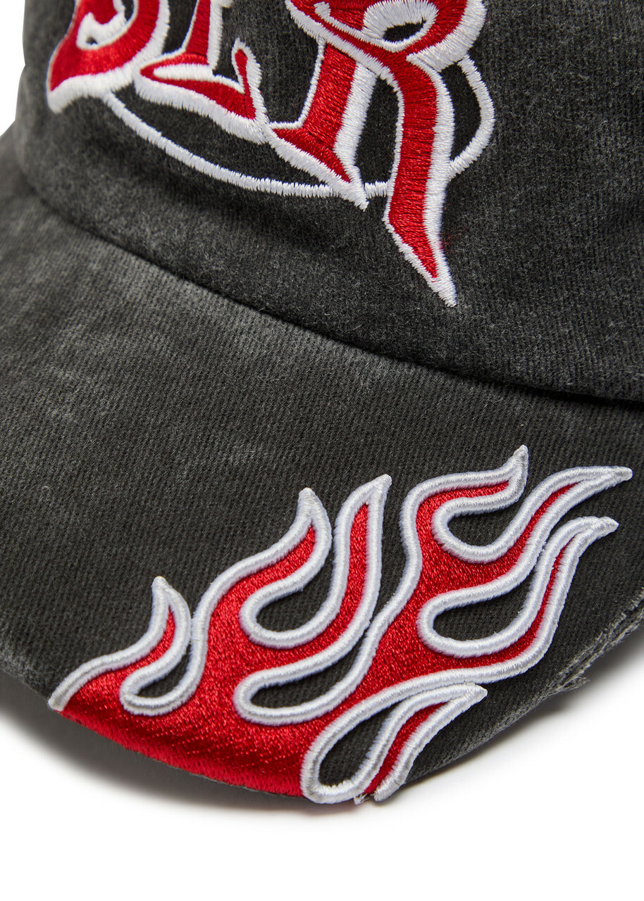 Nahmias Flame Embroidered Cotton Trucker hat - Black - One Size