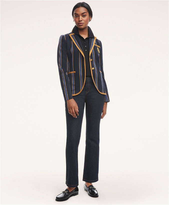 Photo: Brooks Brothers Women's Wool Blend Striped School Blazer | Navy