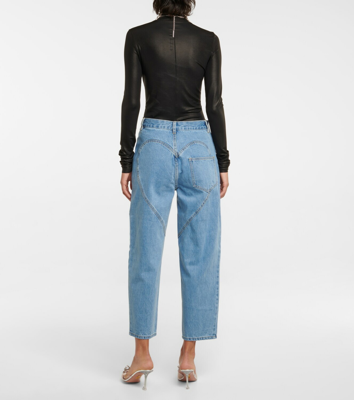 Area Embellished cutout high-rise straight jeans AREA