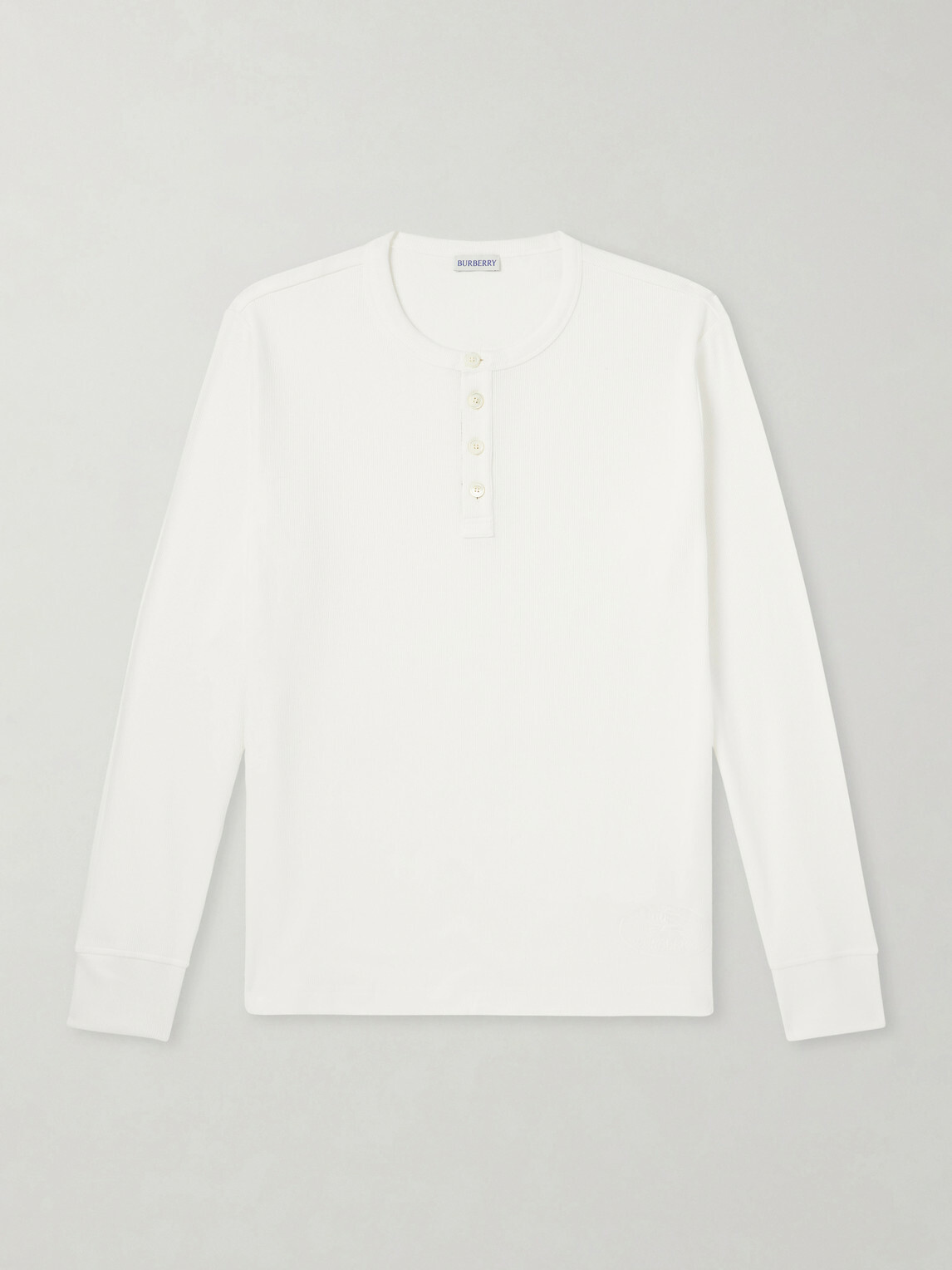 Burberry - Logo-Embroidered Ribbed Cotton-Blend Jersey T-Shirt - White