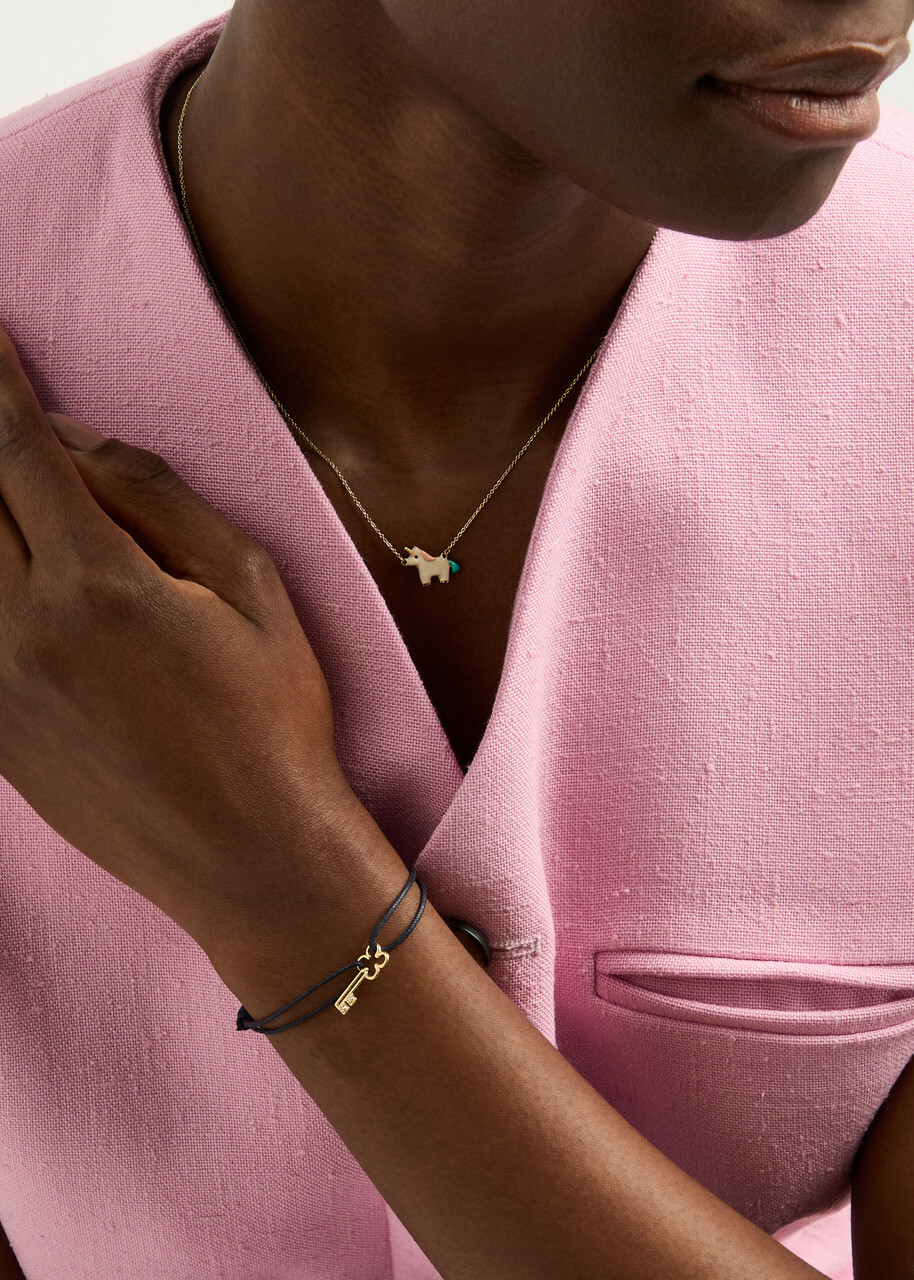 ALIITAブレスレット LLAVECITA BRILLANTE CORD BRACELET aliita-bracelet-key-charm-gold