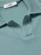 Mr P. - Waffle-Knit Organic Cotton Polo Shirt - Blue