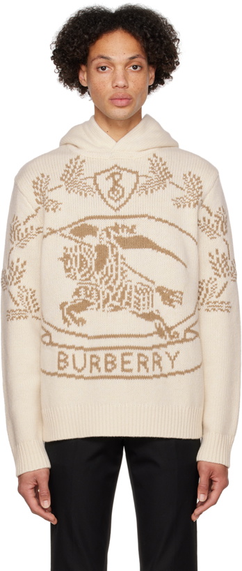 Photo: Burberry White Equestrian Knight Hoodie