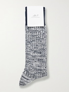 MR P. - Ribbed Mélange Cotton-Blend Socks - Blue