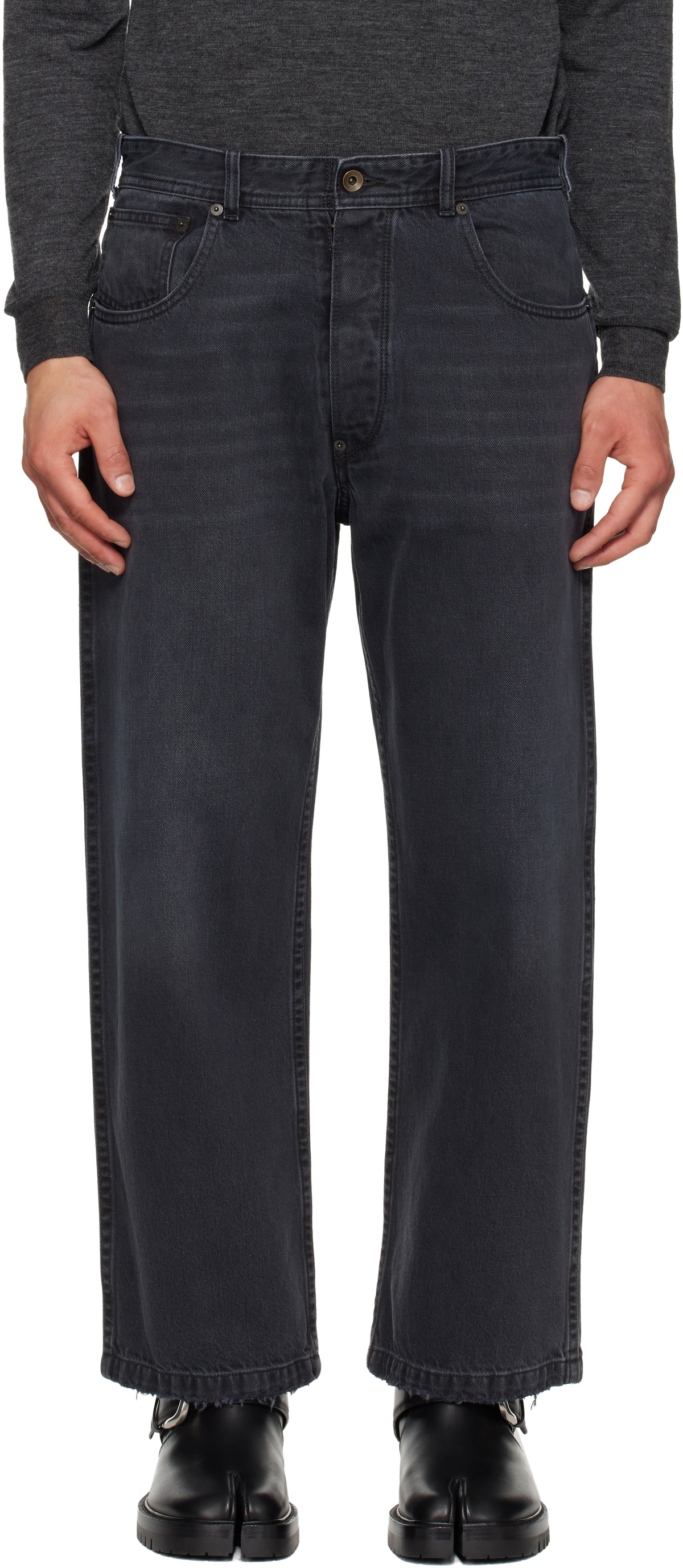 Maison Margiela Black Straight-Leg Cropped Jeans Maison Margiela