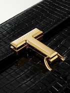 TOM FORD - Glossed Croc-Effect Leather Pouch