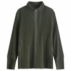 Homme Plissé Issey Miyake Men's Pleated Track Jacket in Deep Green