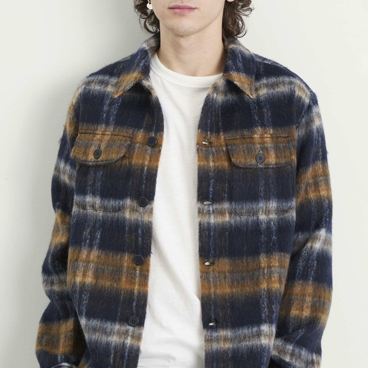 Kestin Men's Haston Jacket in Navy Check Brushed Wool