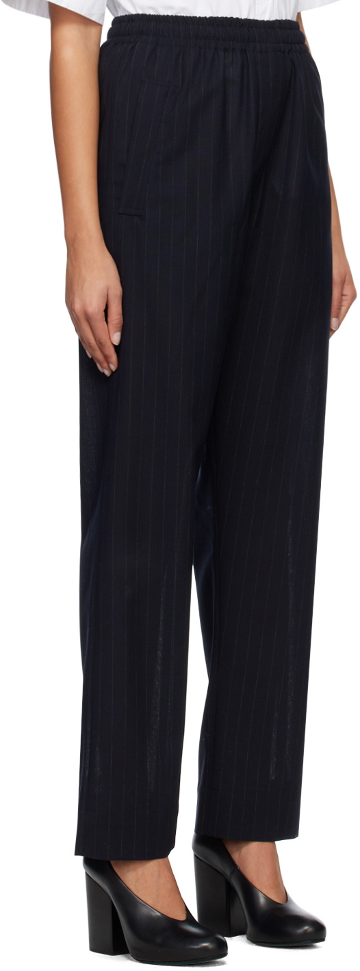 Margaret Howell Navy Pinstriped Trousers