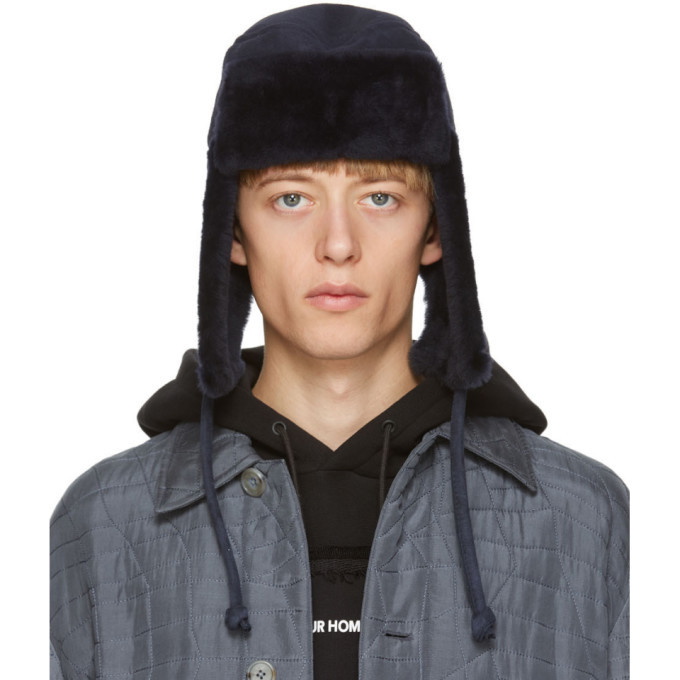 Photo: Paul Smith Navy Sheepskin Chapka Hat