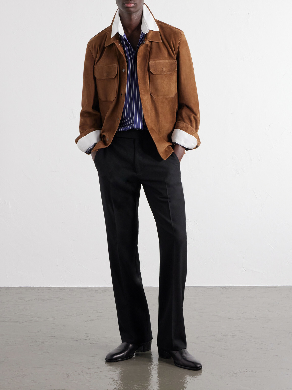 TOM FORD - Slim-Leg Wool-Twill Trousers - Black