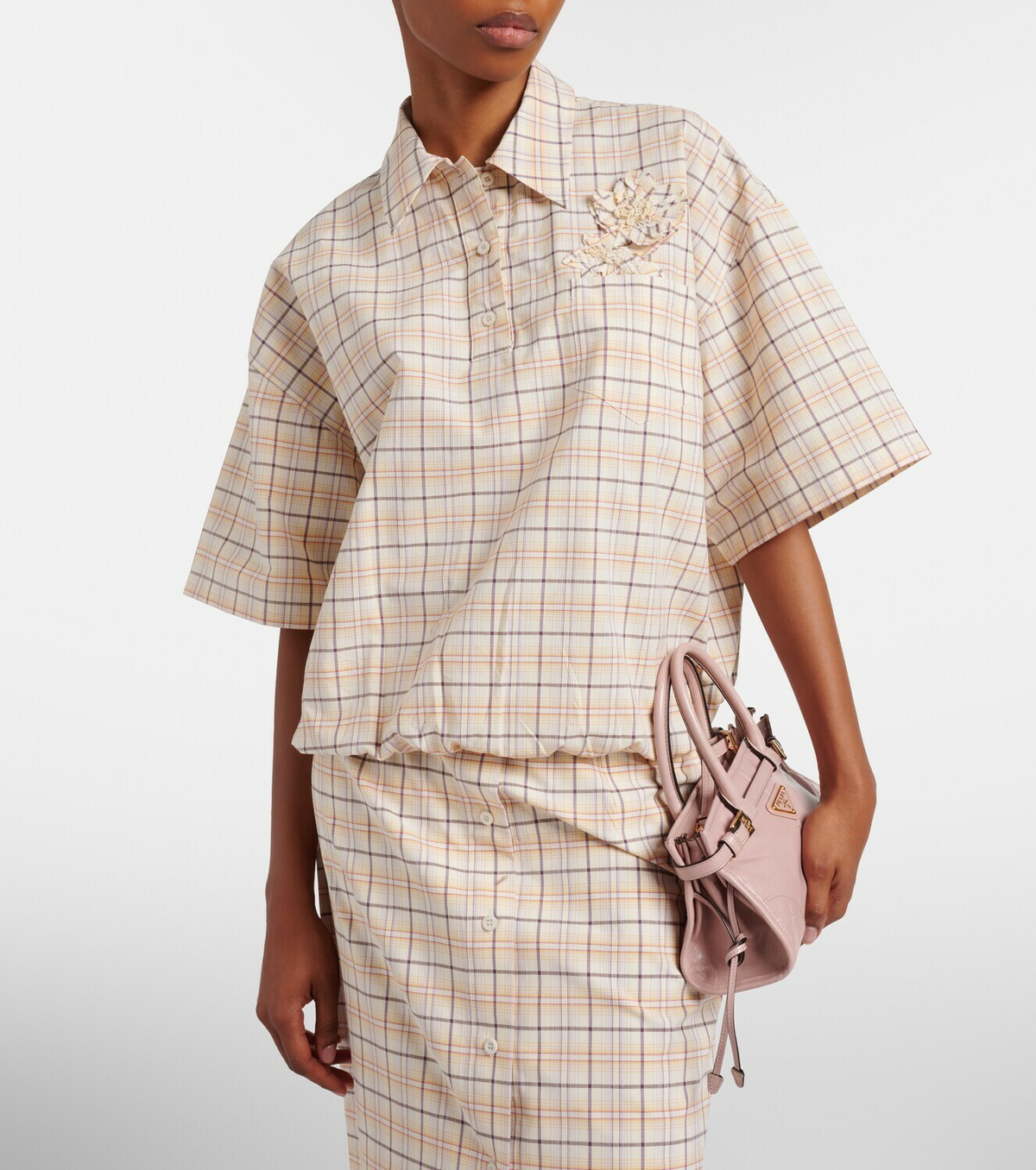Prada Checked cotton poplin top