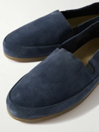 Mulo - Collapsible-Heel Suede Loafers - Blue