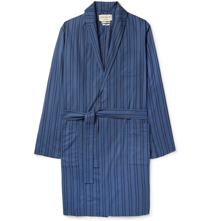 Photo: Oliver Spencer Loungewear - Medway Striped Organic Cotton Robe - Blue