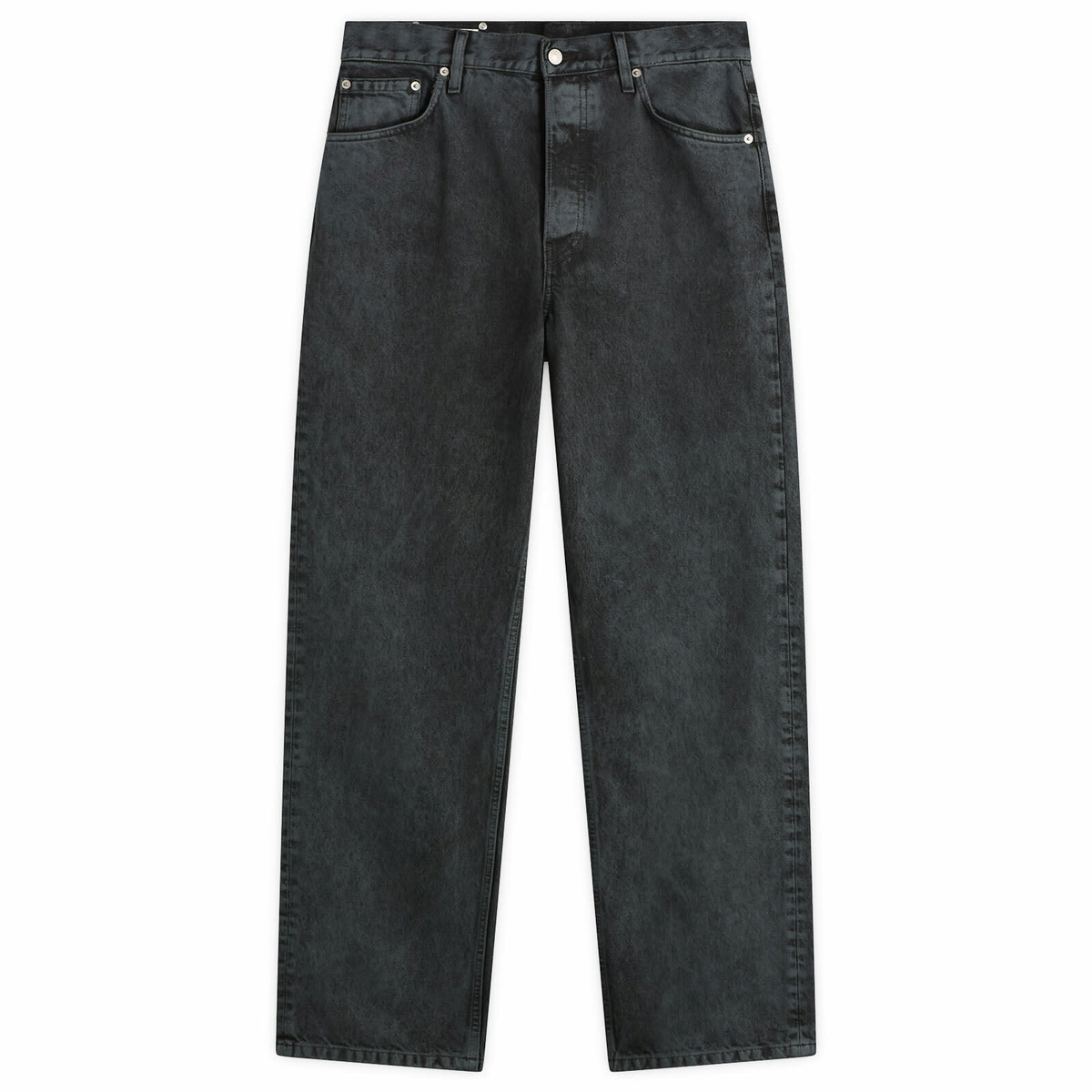 Dries Van Noten Men's Heavy Weight Denim Washed Jeans in Petrol