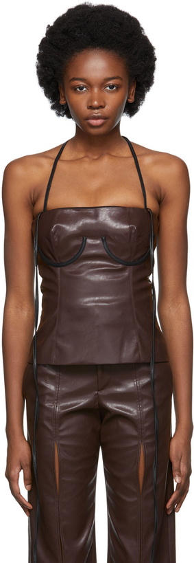 Photo: Yuzefi Burgundy Faux-Leather Corset Top