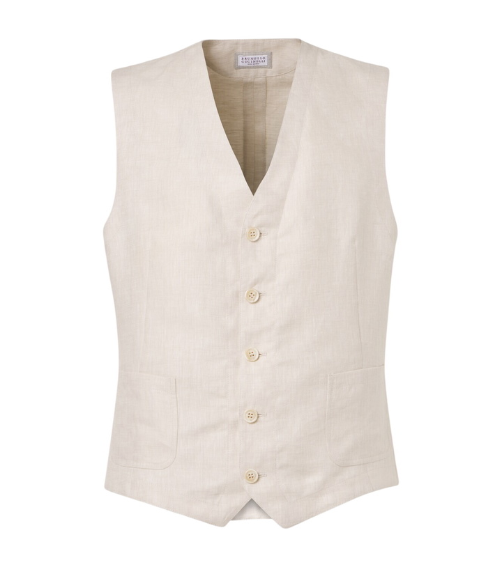 Photo: Brunello Cucinelli Herringbone linen vest