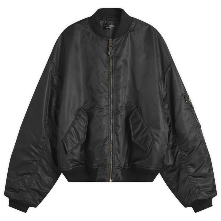 Photo: Balenciaga Men's Nylon Satin Bomber Jacket in Black