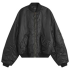 Balenciaga Men's Nylon Satin Bomber Jacket in Black