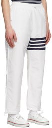 Thom Browne White 4-Bar Lounge Pants