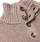 Loewe - Ribbed Mélange Cotton-Blend Henley Sweater - Neutrals