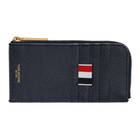 Thom Browne Navy Half-Zip Around Card Holder