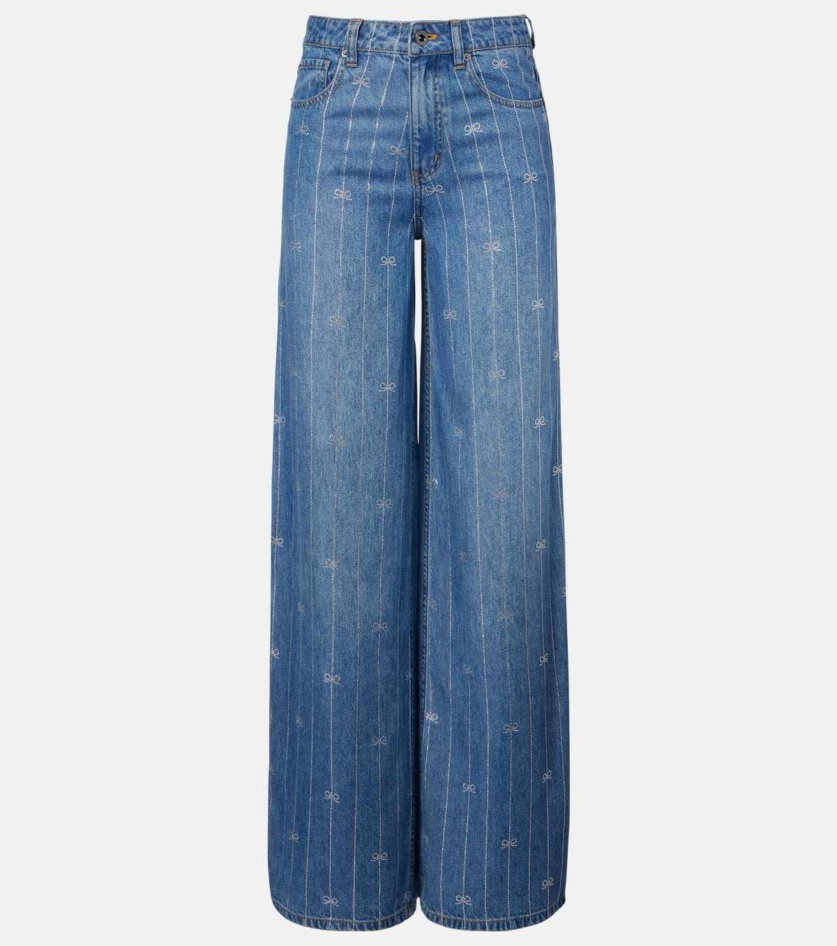Self-Portrait Striped wide-leg jeans