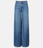 Self-Portrait Striped wide-leg jeans