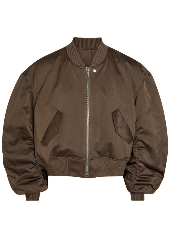 Photo: Rick Owens Secchia Flight Satin Bomber Jacket Dark Brown