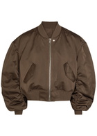 Rick Owens Secchia Flight Satin Bomber Jacket Dark Brown