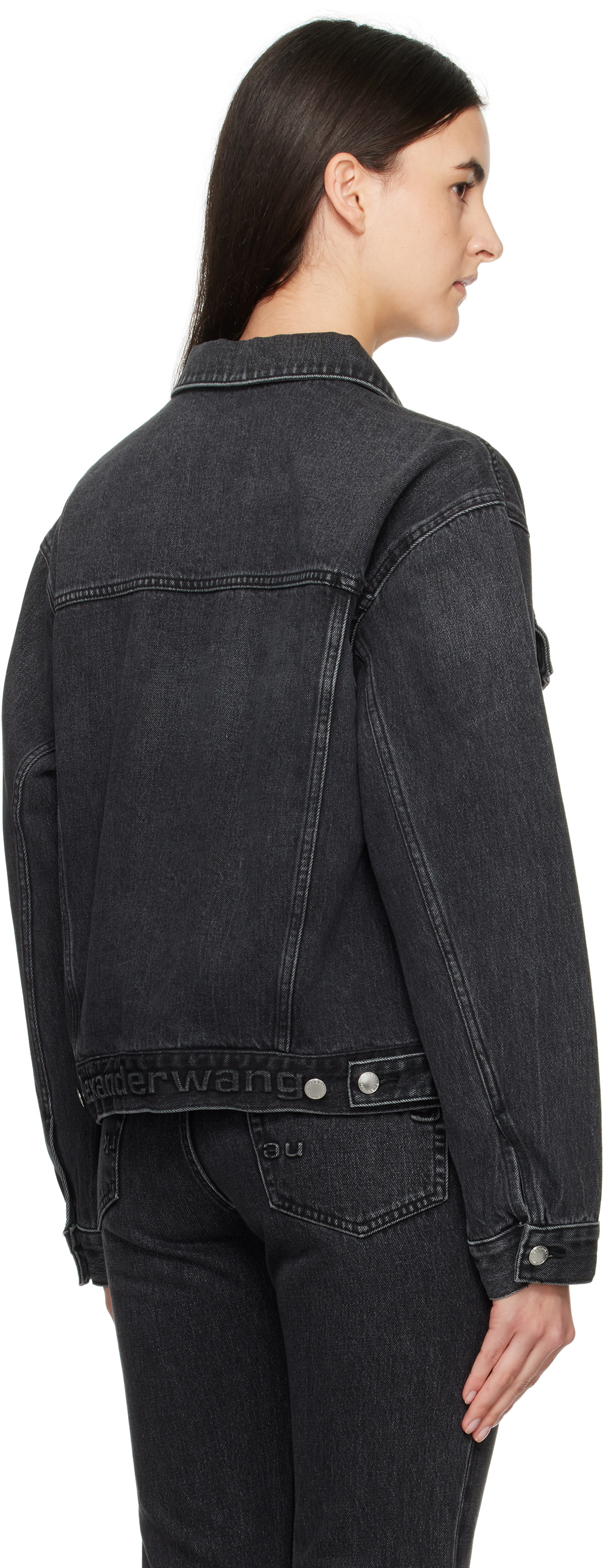 Alexander Wang Gray Oversize Trucker Denim Jacket