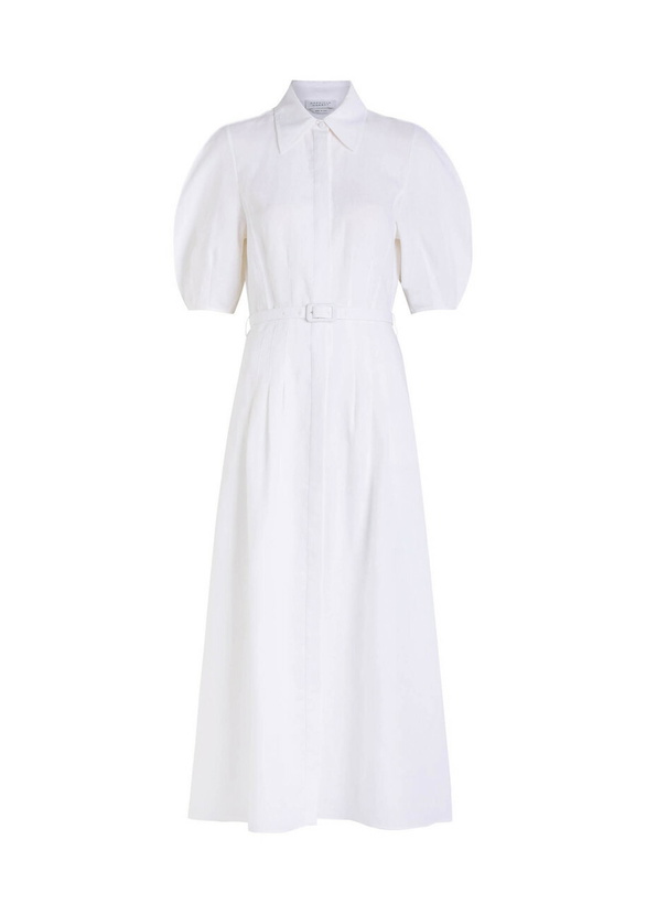 Photo: Gabriela Hearst Maude Darted Linen Midi Shirt Dress White